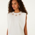Off-White Seashell Embroidery Padded Shoulders T-Shirt