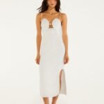 Off-White Shell Bodice Pearl Midi Dress