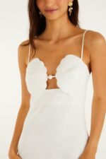 Off-White Shell Bodice Pearl Midi Dress - Image 2