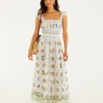 Off-White Tropical Porcelain  Maxi Dress