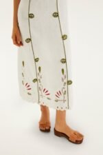 Off-White Tulip Richelieu Embroidered Midi Dress - Image 3