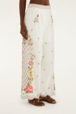 Off-White Flower Embroidery Wide-Leg Pants - Image 2