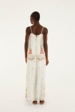 Off-White Flower Embroidery Wide-Leg Pants - Image 3