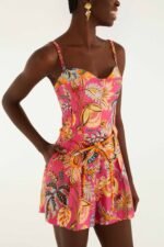 Pink Ligia Floral Drawstring  Romper - Image 2