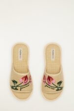 Raffia Farm Hotel Embroidered Slide Sandal - Image 3