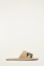 Raffia Farm Hotel Embroidered Slide Sandal