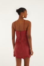 Red 3d Richelieu Flower Leather Mini Dress - Image 3