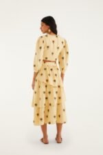 Sand Embroidered Trees Buckled Layered Midi Skirt - Image 3