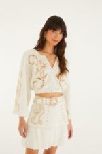 Sand Richelieu Belted Mini Skirt - Image 4