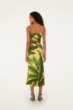 Soft Yellow 3D Banana Leaves Maxi Dress - Image 3