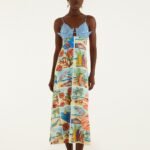 Multicolor Summer Diary Paper Boat Maxi Dress