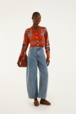 Terracota Victorian Floral Buttoned Knit Cardigan - Image 4