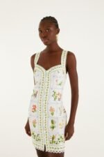 Tropical Porcelain Off-White Mini Dress