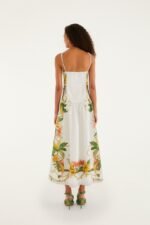 Tropical Royalty Off-White Midi Dress Sleeveless - Image 3