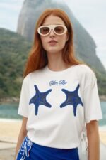 White NONELIE Starfish Cut-Out  T-Shirt