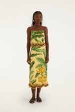 Yellow Fruit Leaves Banana Beaded Fringes Sleeveless Top - Image 4